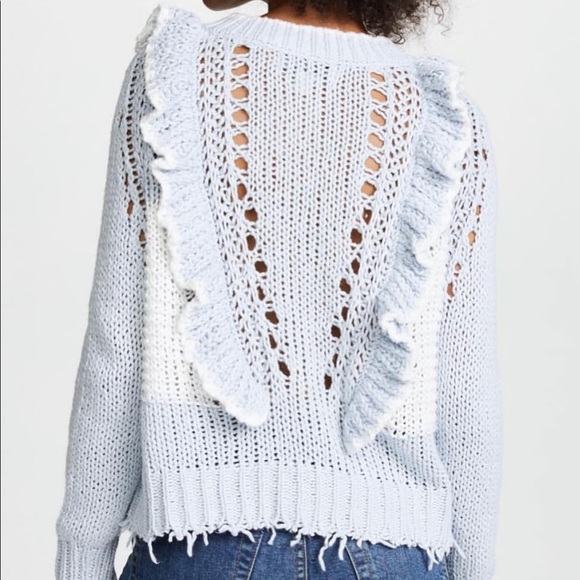 Carolina Blue/White Wildfox Sweater with Ruffle - Picture 2 of 4